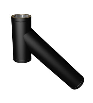 Dura Flue Matt Black Twin Wall 135° 730mm-1040mm Tee Piece 150mm - 6"