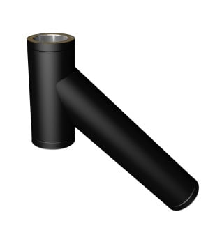 Dura Flue Matt Black Twin Wall 135° 990mm Pre Longed Tee Piece 150mm - 6"