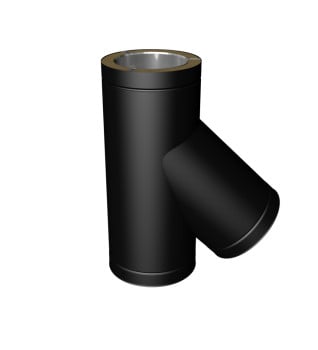 Dura Flue Matt Black Twin Wall 135° Short Tee Piece 125mm - 5"