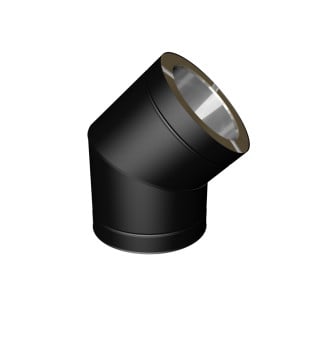 Dura Flue Matt Black Twin Wall 45° Elbow Bend 125mm - 5"