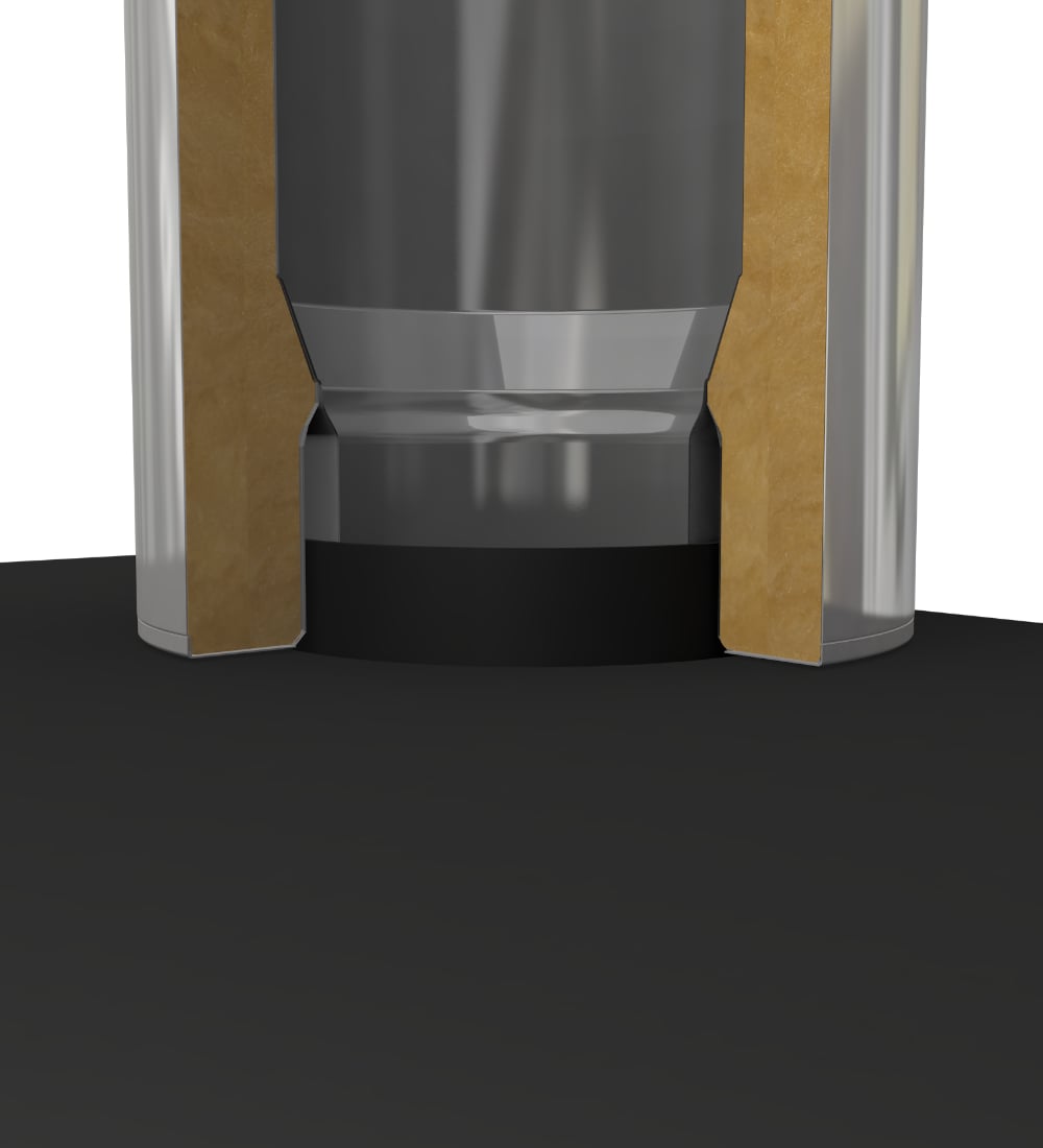Dura Flue Matt Black Twin Wall 500mm Starter Length with Built in Increasing Adapter 125mm-150mm - 5-6"