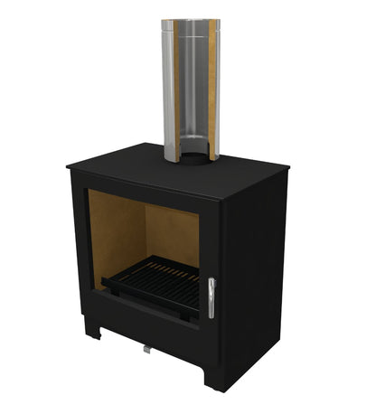 Dura Flue Matt Black Twin Wall 500mm Starter Length with Built in Adapter 150mm - 6"