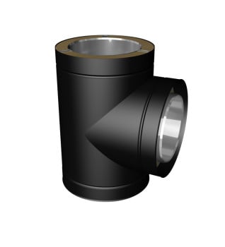 Dura Flue Matt Black Twin Wall 90° Tee Piece 150mm - 6"