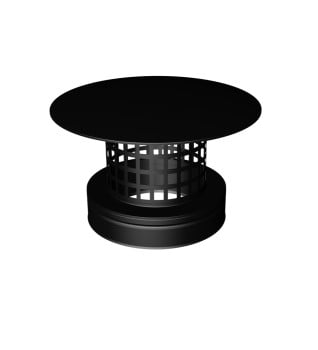 Dura Flue Matt Black Twin Wall Rain Cap with Mesh 150mm - 6"