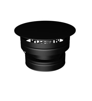 Dura Flue Matt Black Twin Wall Weathering Cap with Mesh 150mm - 6"