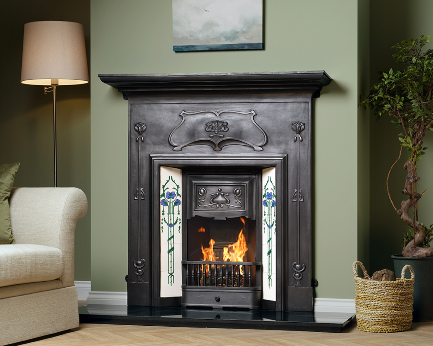 Verona Combination Fireplace Black Finish Lifetsyle
