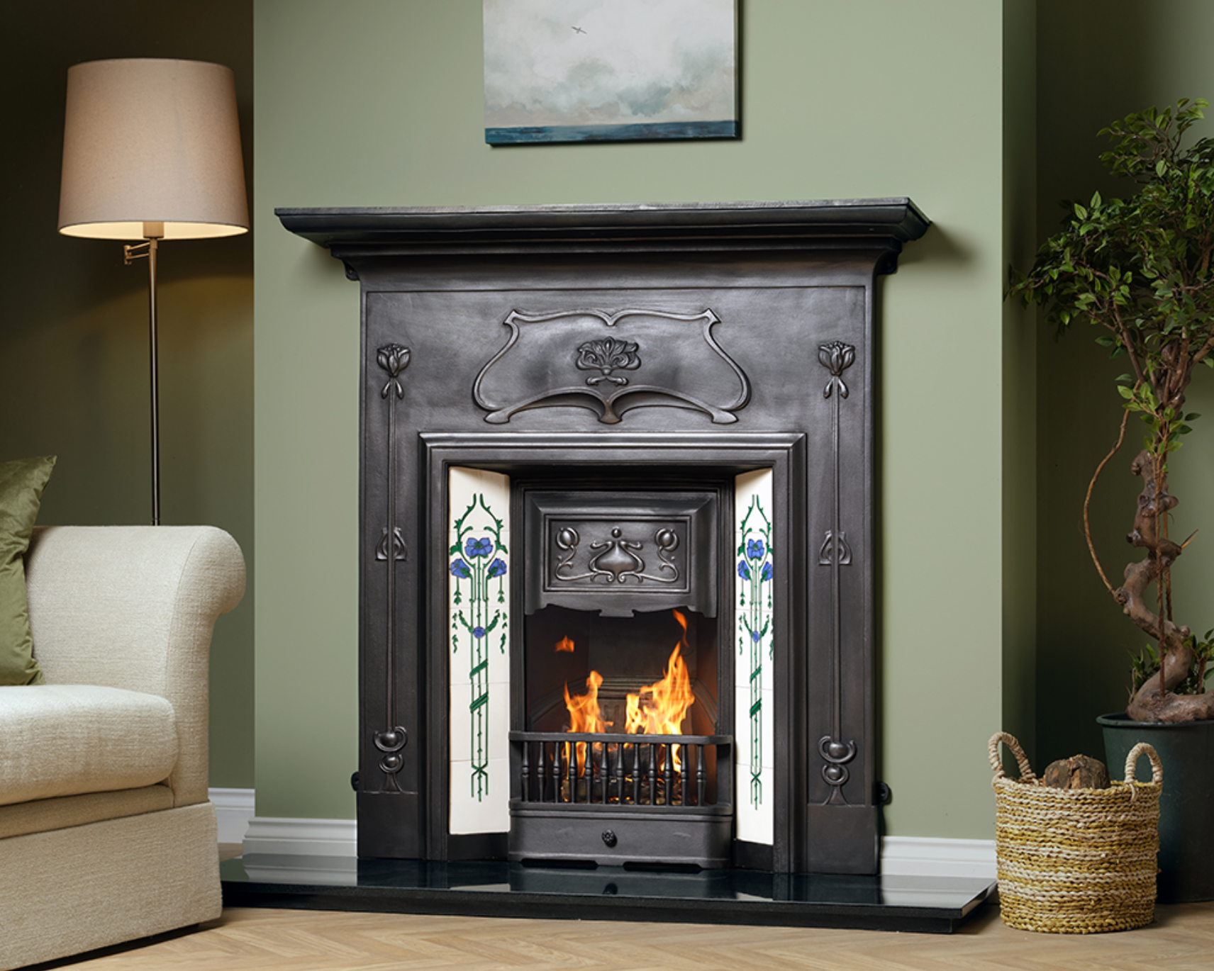 Verona Combination Fireplace Black Finish Lifetsyle
