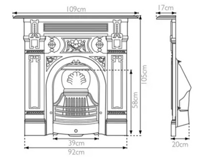 Carron Victorian Large Combination Fireplace Dimensions