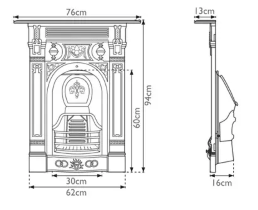 Carron Victorian Small Combination Fireplace Dimensions