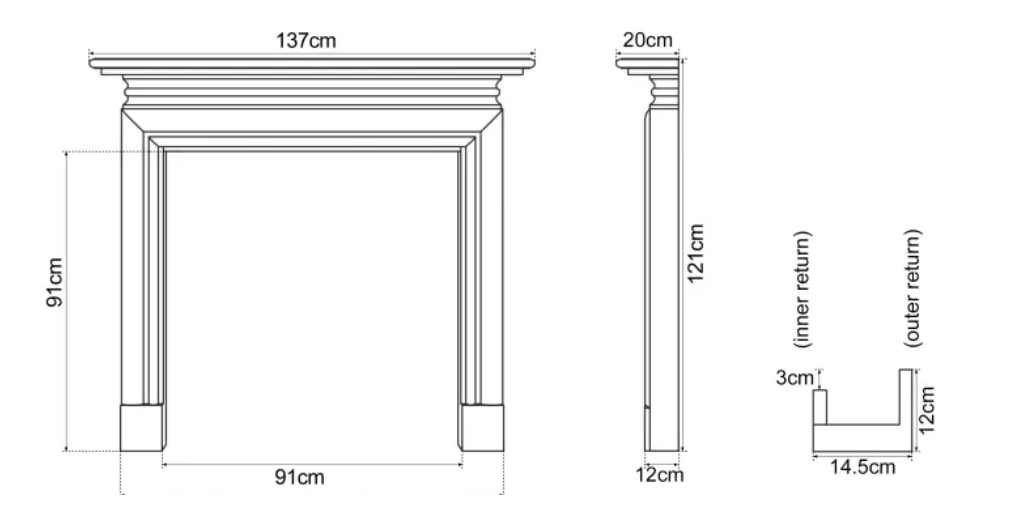 Wessex Fireplace Dimensions