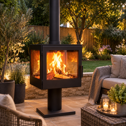 Woodford Garden Fire Black Outdoor Wood Burner