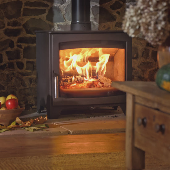 Parkray Aspect 7 wood burning stove video in a cosy lounge setting.